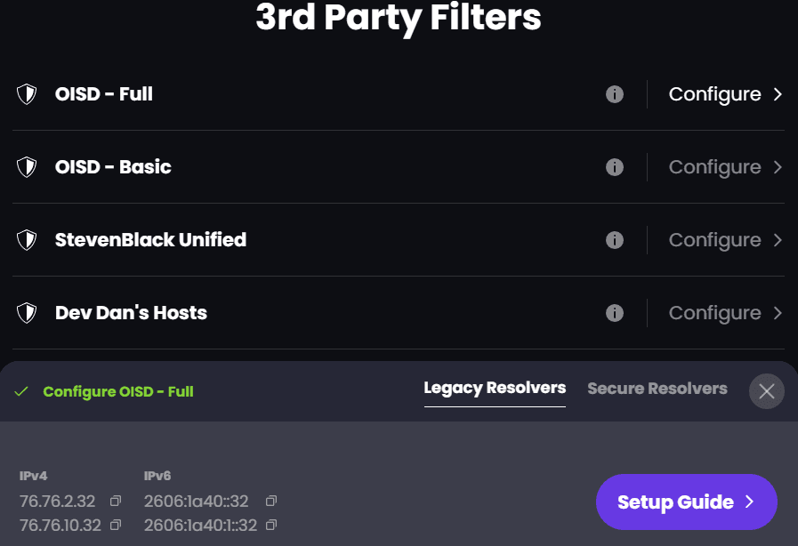 Third party filters in Control D